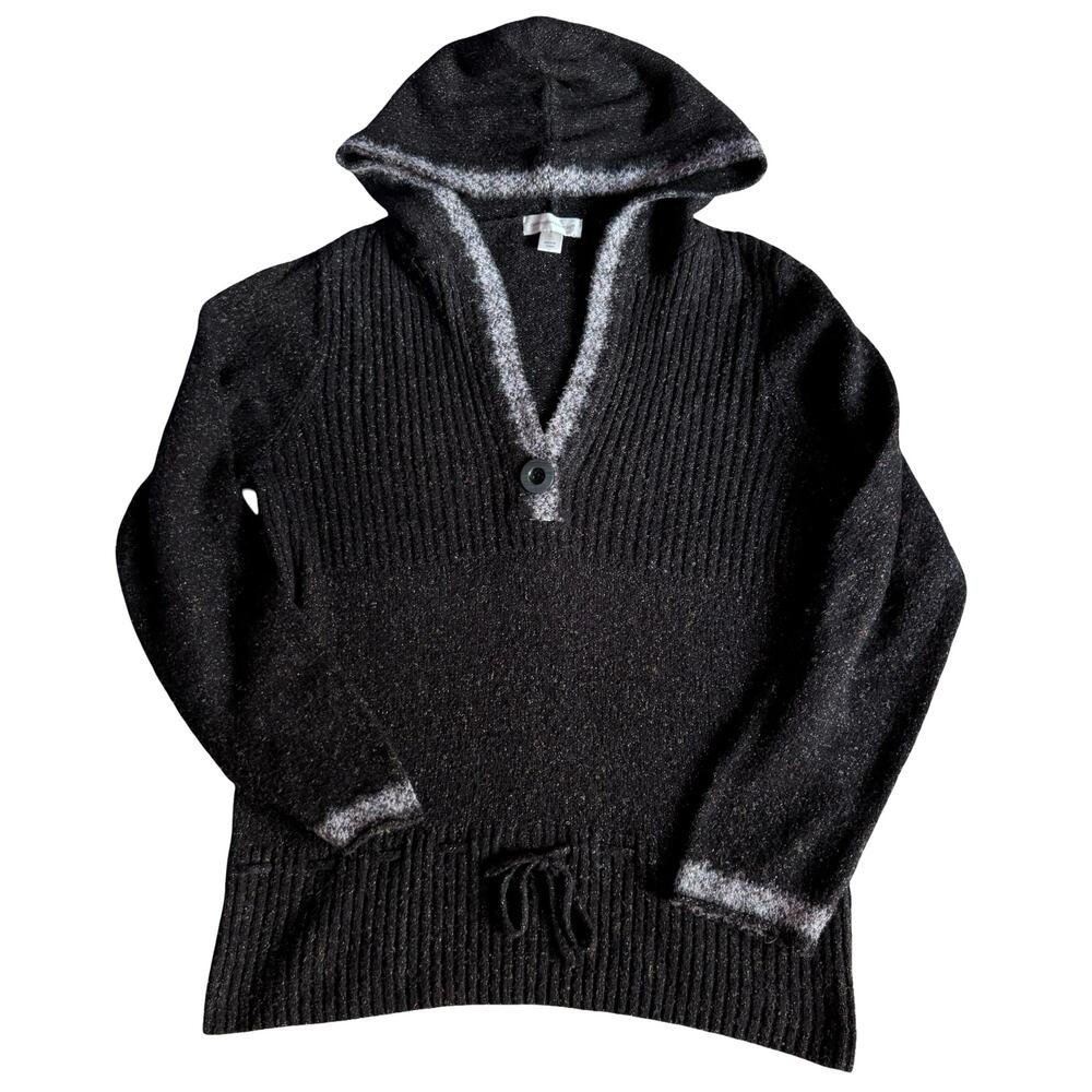 Christopher & Banks Hooded Knit Sweater Women’s L Brown Gray Flecked Pullover